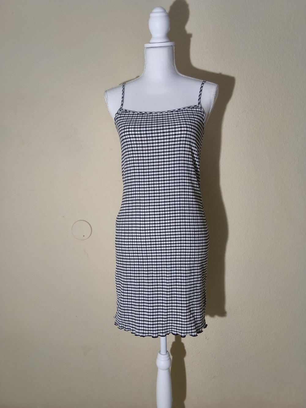 GAP Black and White Gingham Spaghetti Strap Mini Dress
